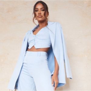 NWT PrettyLittleThing Pastel Blue Oversized Suit Jacket